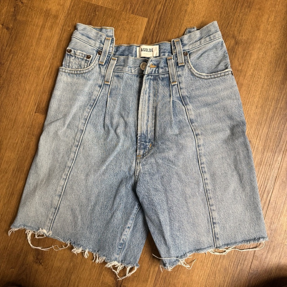 Agolde long denim shorts